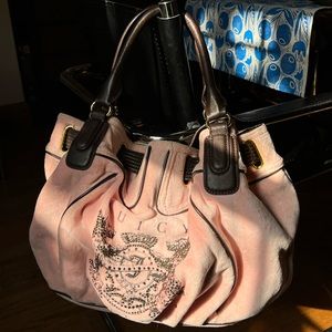 juicy couture brown and pink velour satchel scottie bag vintage